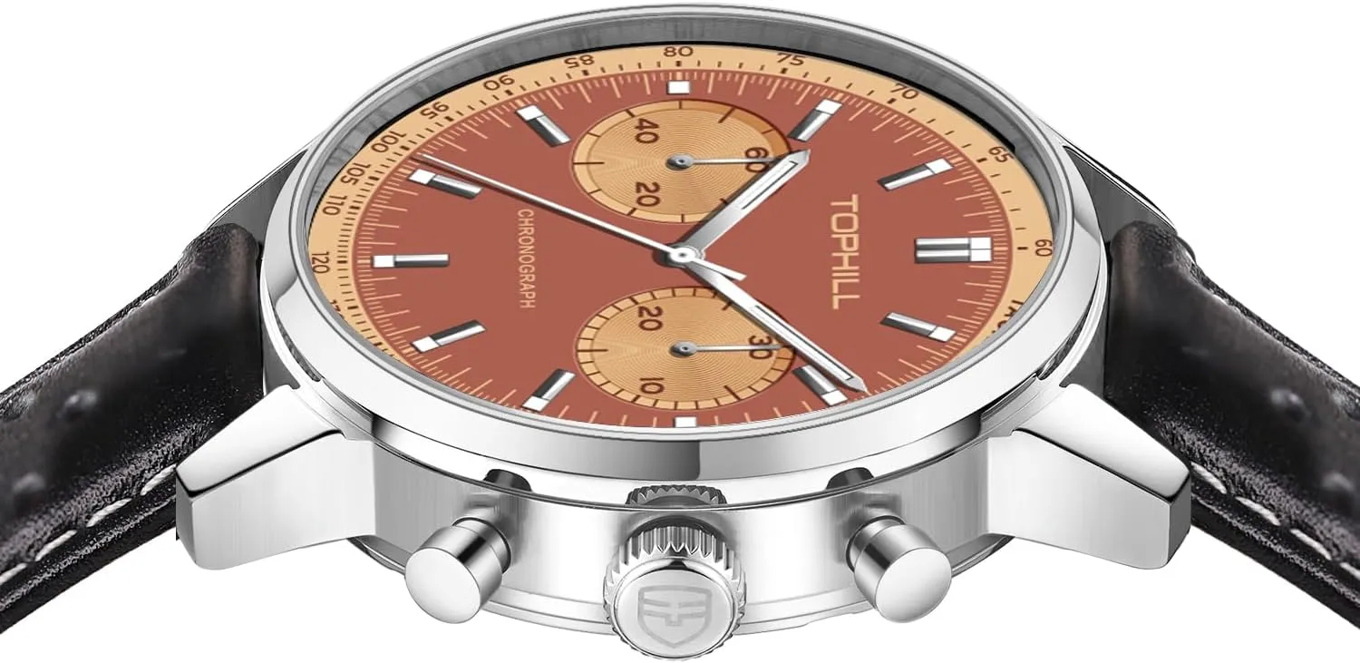 Watch ST1901 Movement, Leather Strap allergy suspect weldon quick Pilot Watches, Luminous, Sapphire Glass, Vintage Wrist Watches for Men, Fathers Day Chronograph Mens Watch with Tachymeter, Mechanical 