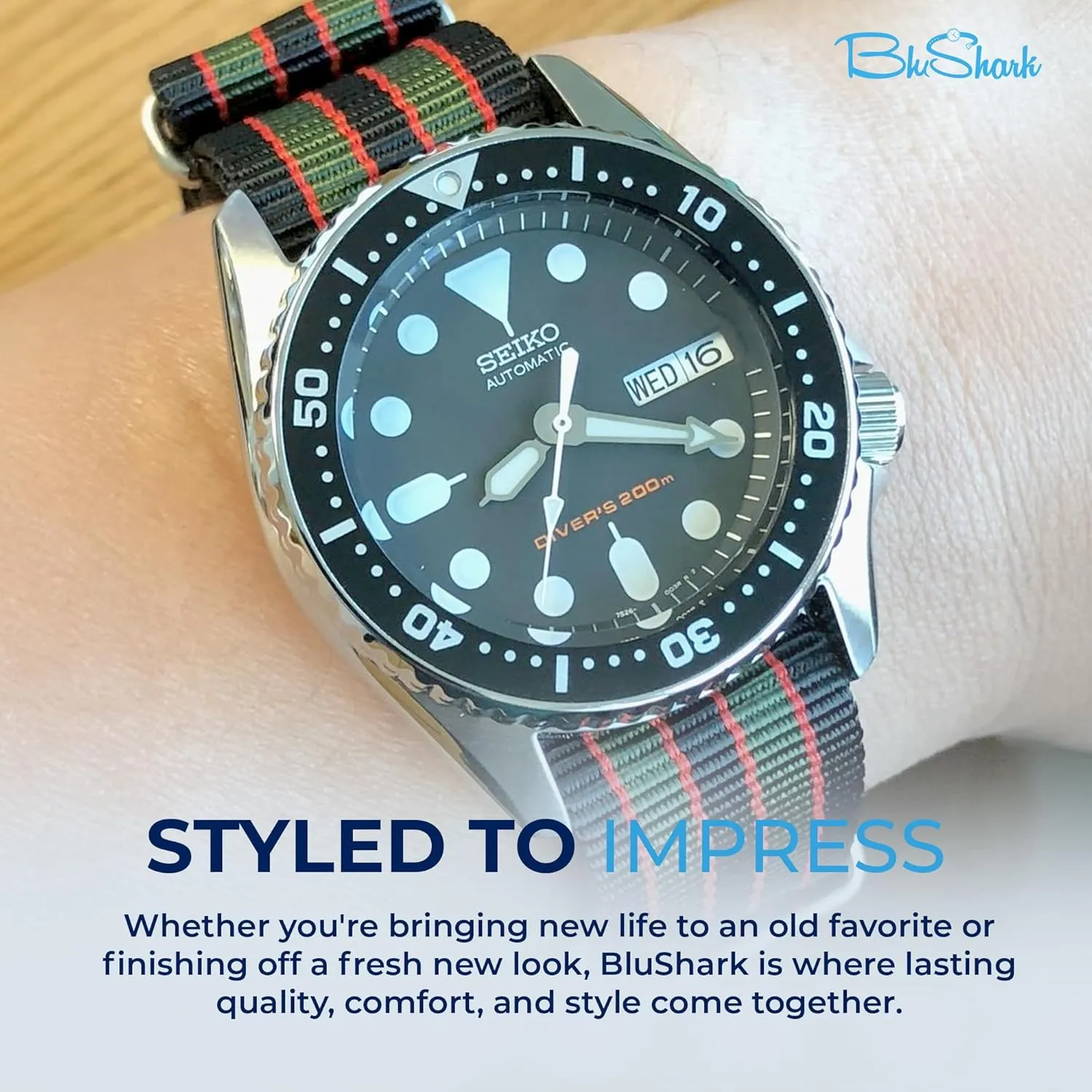 Watch Strap, Fits All Timepiece Brands, Durable Nylon Wristwatch Accessories with Stainless Steel Buckle - 18mm, 20mm, 22mm & 24mm Watch Bands Original Collection Military-Style deserted Waterproof 