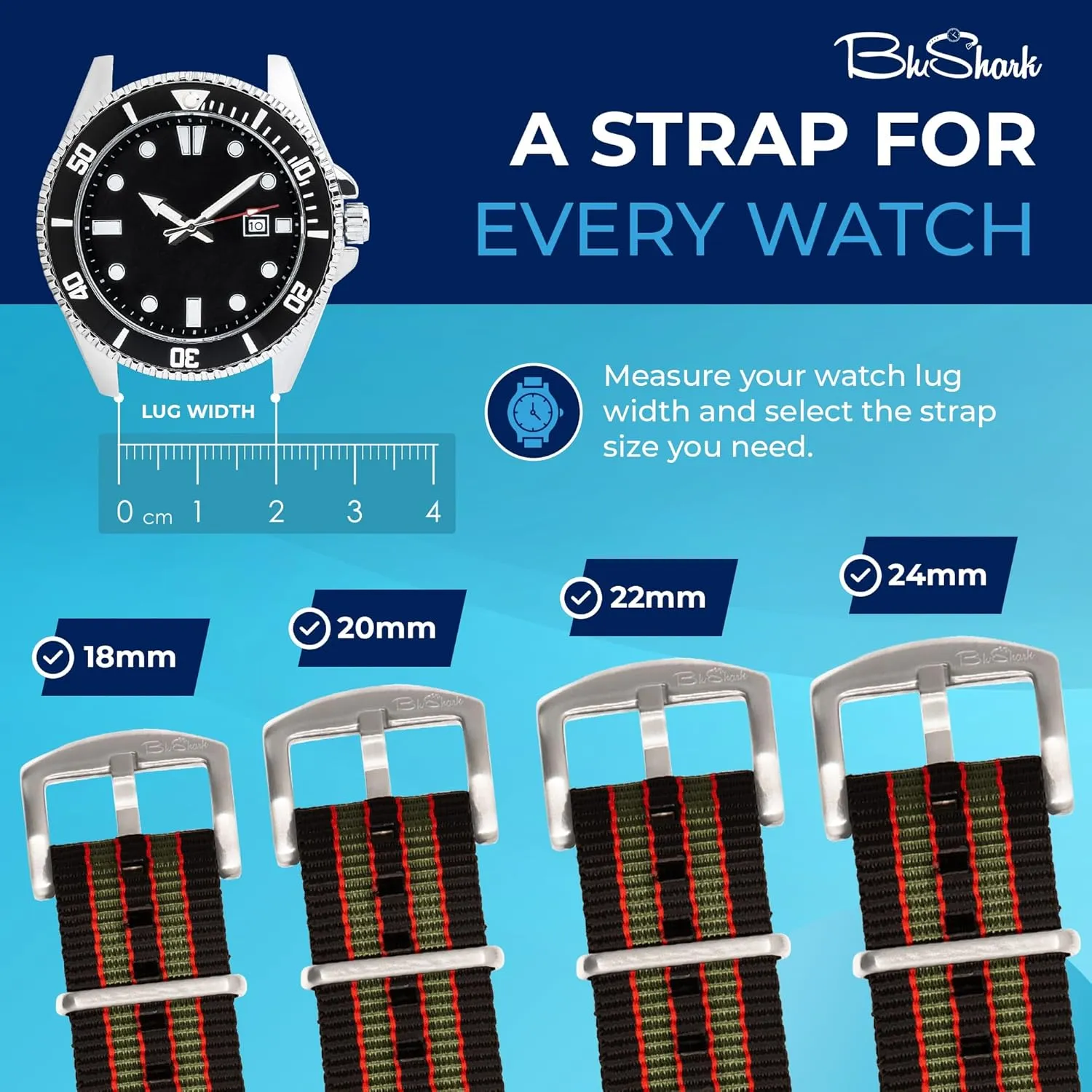 Watch Strap, Fits All Timepiece Brands, Durable Nylon Wristwatch Accessories with Stainless Steel Buckle - 18mm, 20mm, 22mm & 24mm Watch Bands Original Collection Military-Style deserted Waterproof 