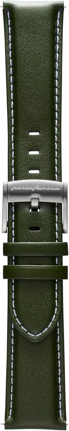 Watch Strap patron - Genuine Italian Leather 22mm Band for Senso Hybrid Smart Watch with Steel Buckle & Quick Release - 125mm Long End & 75mm Short End Length - Green pininfarina 