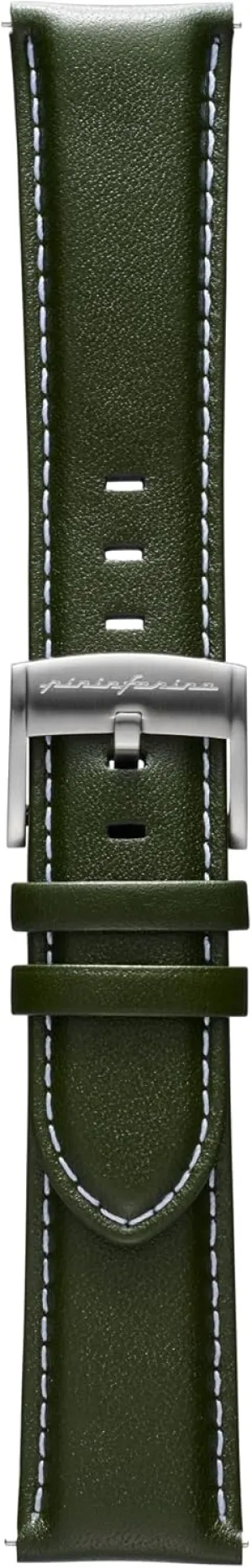 Watch Strap patron - Genuine Italian Leather 22mm Band for Senso Hybrid Smart Watch with Steel Buckle & Quick Release - 125mm Long End & 75mm Short End Length - Green pininfarina 