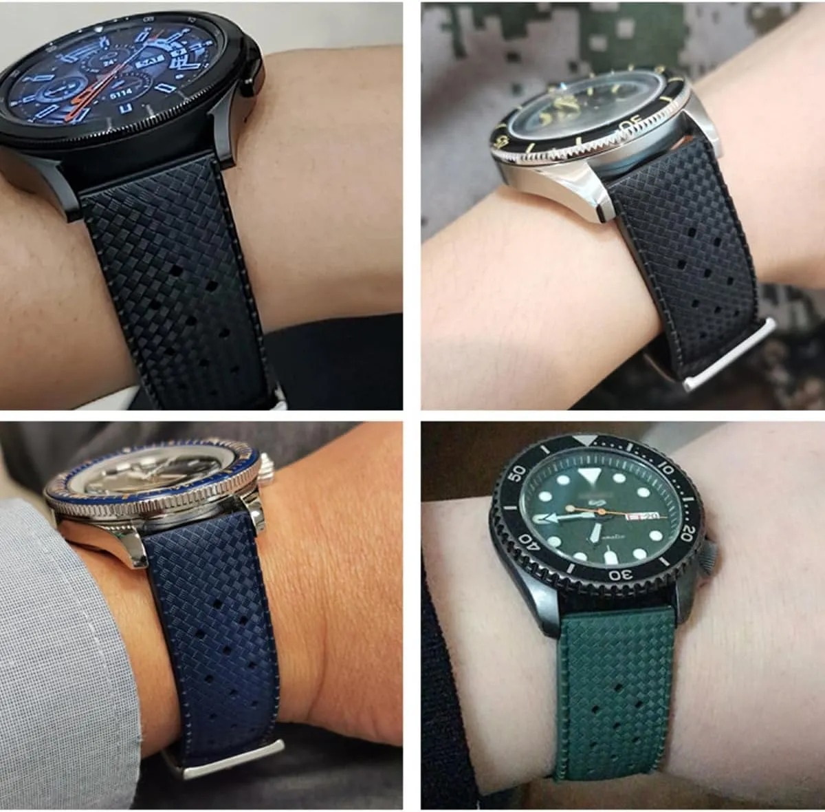 Watch Strap Quick Release Tropical Style Fluororubber 18mm 20mm 22mm Soft Breathable Durable FKM Rubber Watch Band Universal Replacement Band Strap for Men Women customary hall drastic value FKM Rubber 