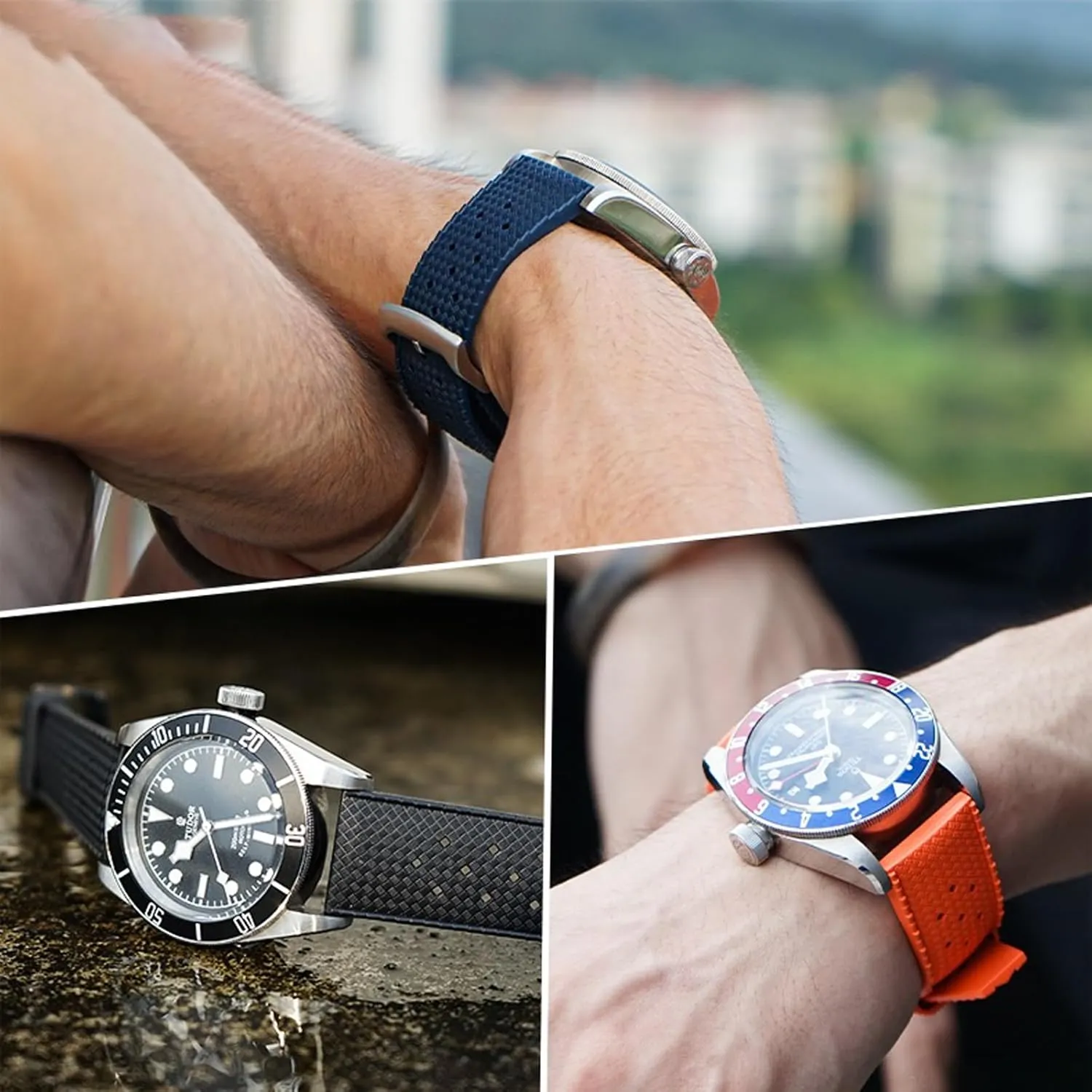 Watch Strap Quick Release Tropical Style Fluororubber 18mm 20mm 22mm Soft Breathable Durable FKM Rubber Watch Band Universal Replacement Band Strap for Men Women customary hall drastic value FKM Rubber 