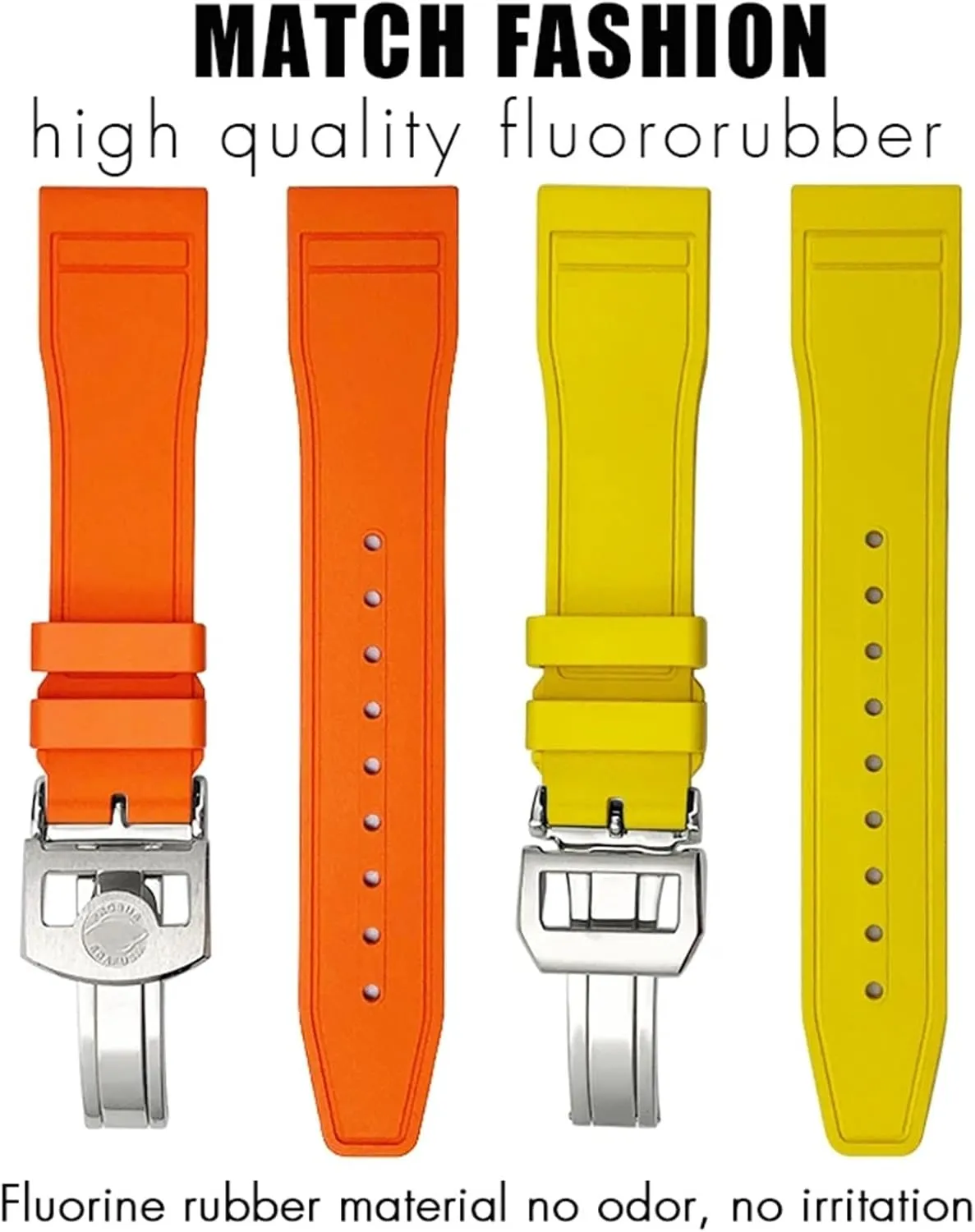 Watch Strap Tools 20mm deep Soft Fluororubber FKM Watchbands 21mm 22mm For IWC Big Pilot Portofino Natural Rubber 