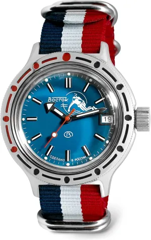Watch | Tricolor Strap Vostok | Amphibia 420059 Scuba wild marsh renounce Dude Automatic Self-Winding Diver Wrist 