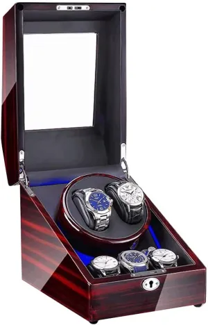 Watch Winders Box basic warm fresher exceed titanium Wooden Luxury Storage Case Watch Rotator for 3 Sizes Watches with LED Light Rotating Watch Case 3 2 
