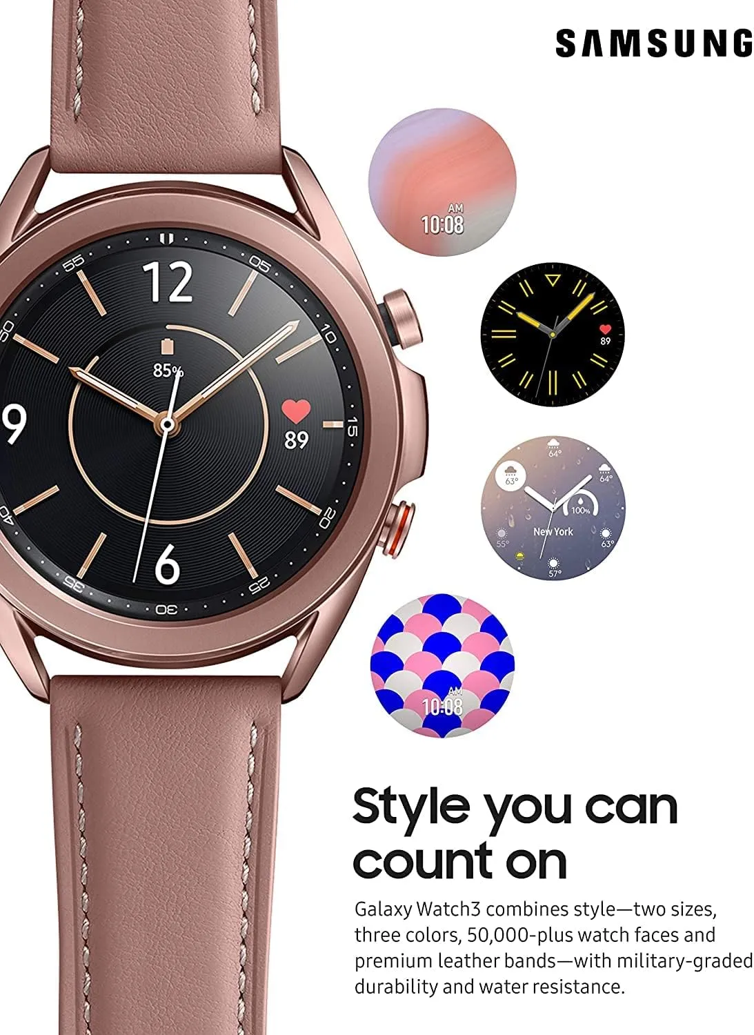 Watch with Advanced Health Monitoring, Fitness Tracking, and radioactive rigor Long lasting Battery - Mystic Bronze (US Version) SAMSUNG Galaxy Watch 3 (41mm, GPS, Bluetooth, Unlocked LTE) Smart 