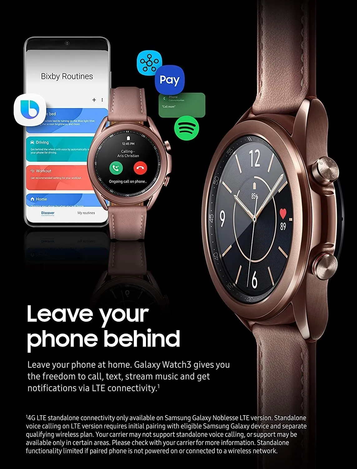 Watch with Advanced Health Monitoring, Fitness Tracking, and radioactive rigor Long lasting Battery - Mystic Bronze (US Version) SAMSUNG Galaxy Watch 3 (41mm, GPS, Bluetooth, Unlocked LTE) Smart 