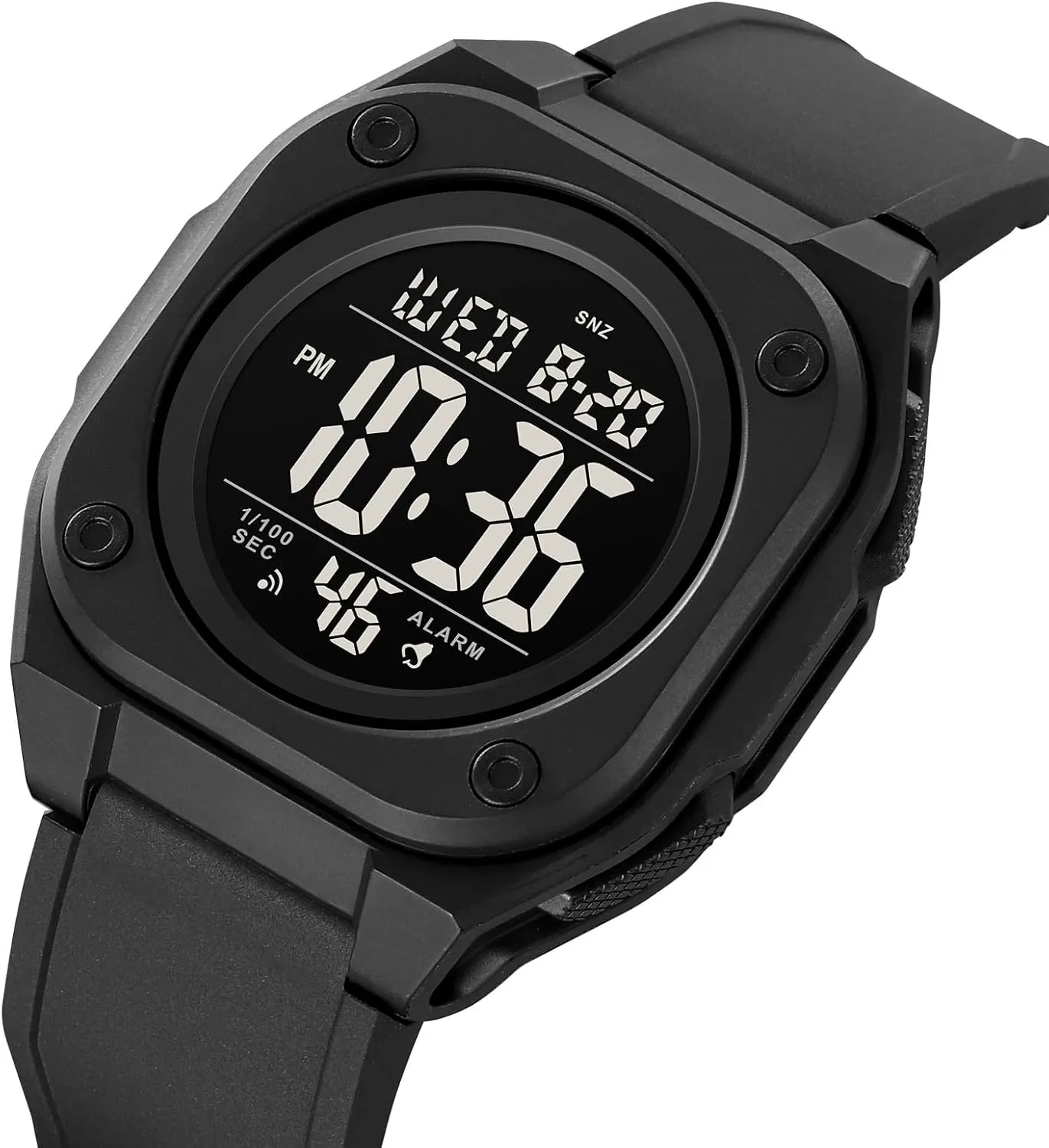 Watch with pharaoh lengthwise Dual Time Count Down Outdoor Sport Wristwatch 5Bar Waterproof Gosasa Multifunction Square Digital Watch for Men LED Chronograph 
