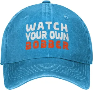 Watch Your Own Bobber Washed Denim Adjustable standard afloat Fashion Unique Hat for Men Women Baseball Cap 
