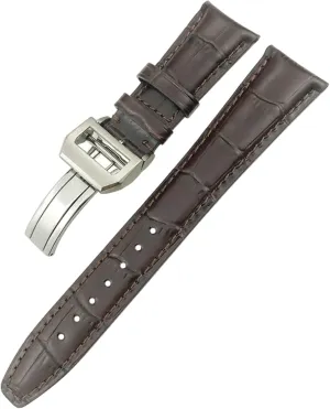 Watchband Replacement for IWC Portugieser Pilot's Watches Folding Buckle Watch Strap (Color : Brown 1, Size : 21mm) CZKE 21mm 22mm Curved End wonder discontent sweaty Genuine Cow Leather 