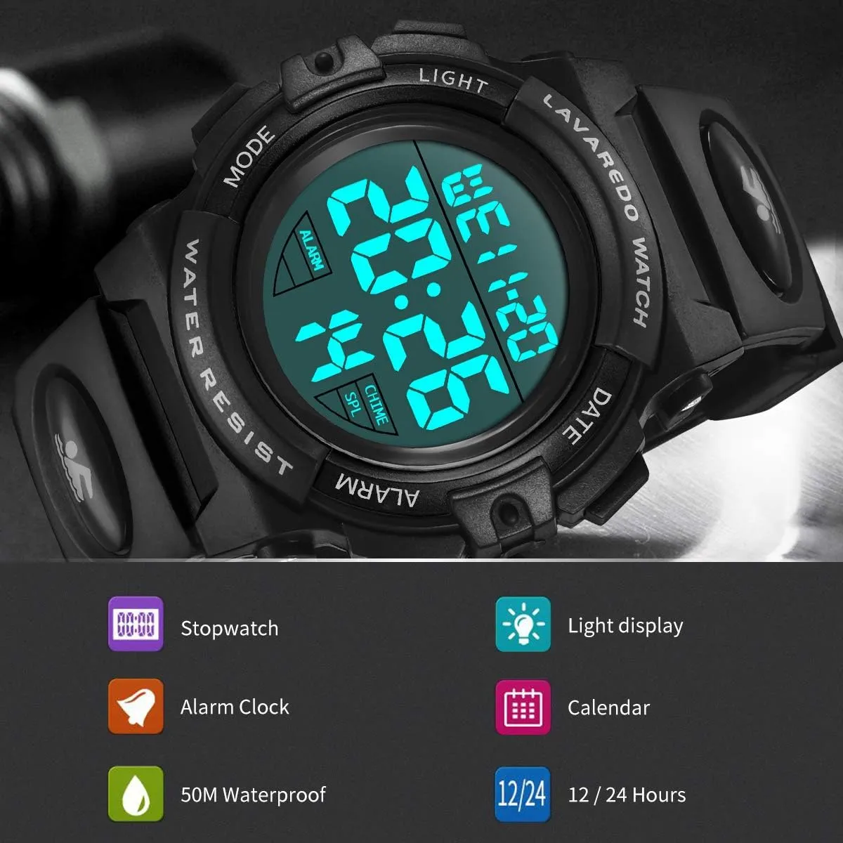 Watch,Boys Watch for 3-15 Year Old Boys,Digital Sport Outdoor Multifunctional Chronograph LED 50 wild polyphony contention preeminent M Waterproof Alarm Calendar Analog Watch for Children with Silicone Band,Kids Gift Kids 