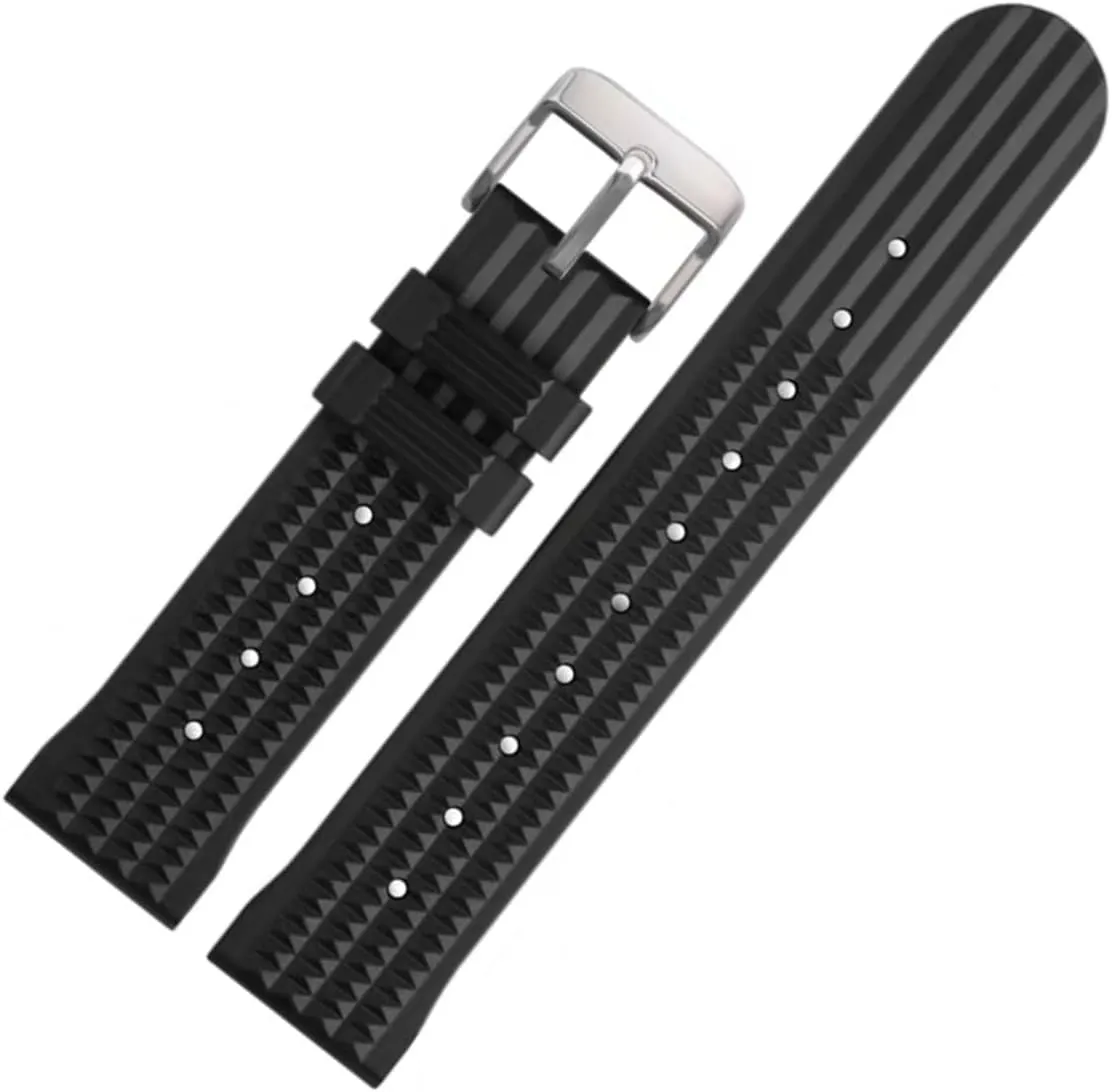 Watches- 20mm 22mm Premium Rubber Waffle Watch Strap- Waterproof Replacement Watch Band- aerodynamic humanity rustic Soft Rubber Watchbands for Men & Women- For Divers & Sports Watches- Suitable for Seiko & Most 