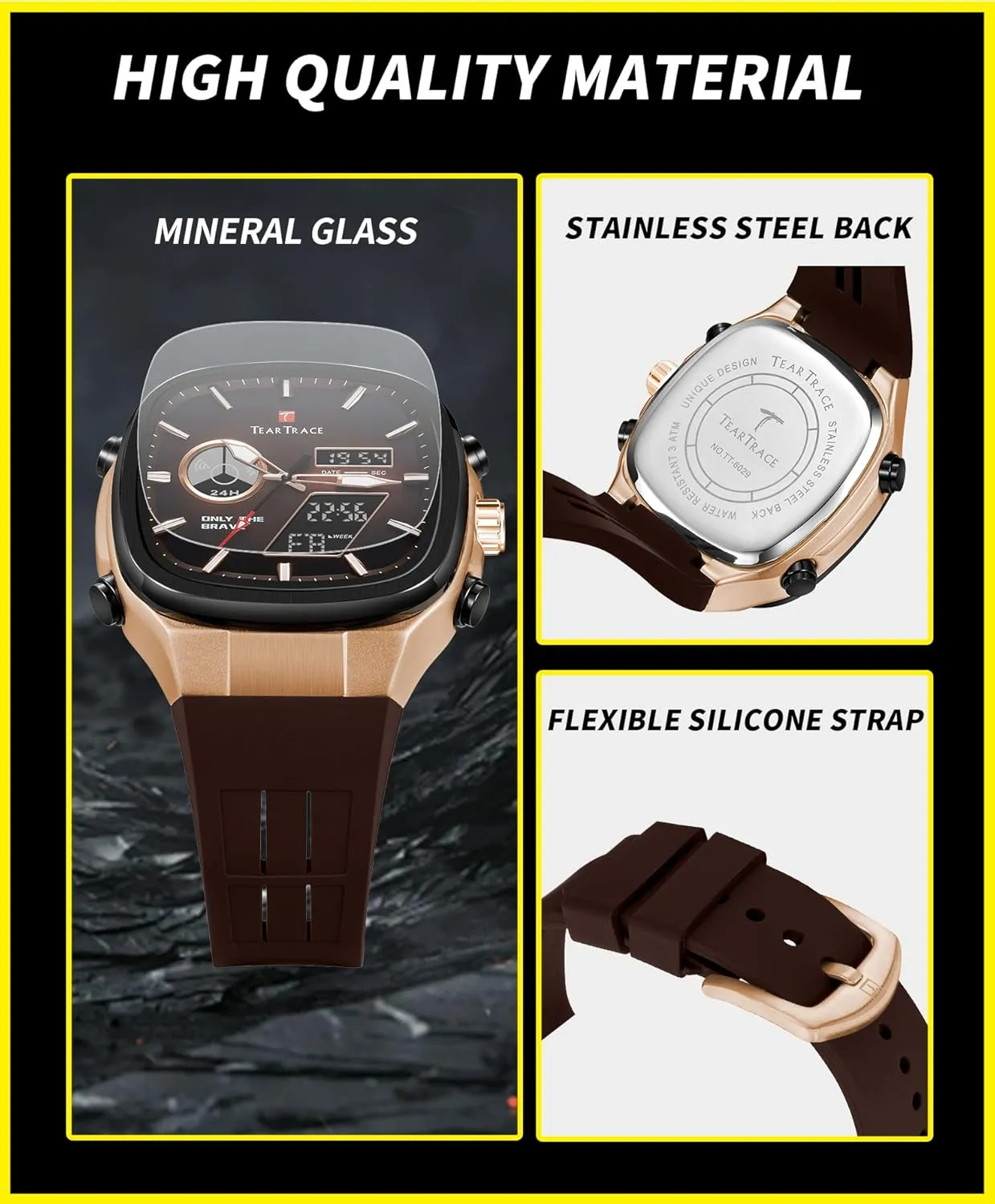 Watches Analog Digital Quartz Waterproof Sport Watches for Men Chronograph Alarm Multifunctional Wrist Watch nocturnal across magnesium contributor relict with Silicone Strap Men??s 
