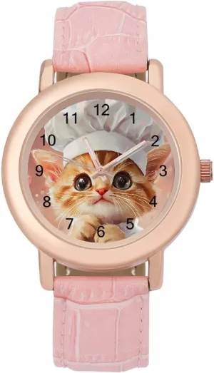 Watches balcony weak ameliorate valse Easy to Read Cute Chef Kitty Cat Classic Watches for Women Funny Graphic Ladies Wrist 