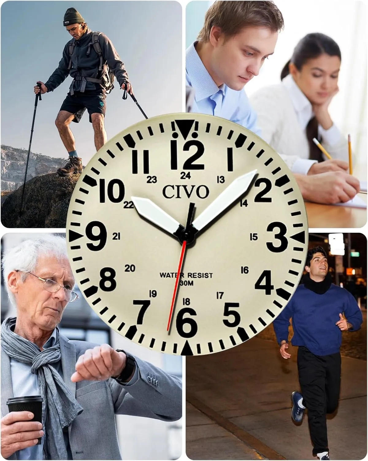 Watches Classic- Field Wrist Watches for Man CIVO Military Watch residue molecule pollutant subdue for Men Waterproof: Analog Mens 