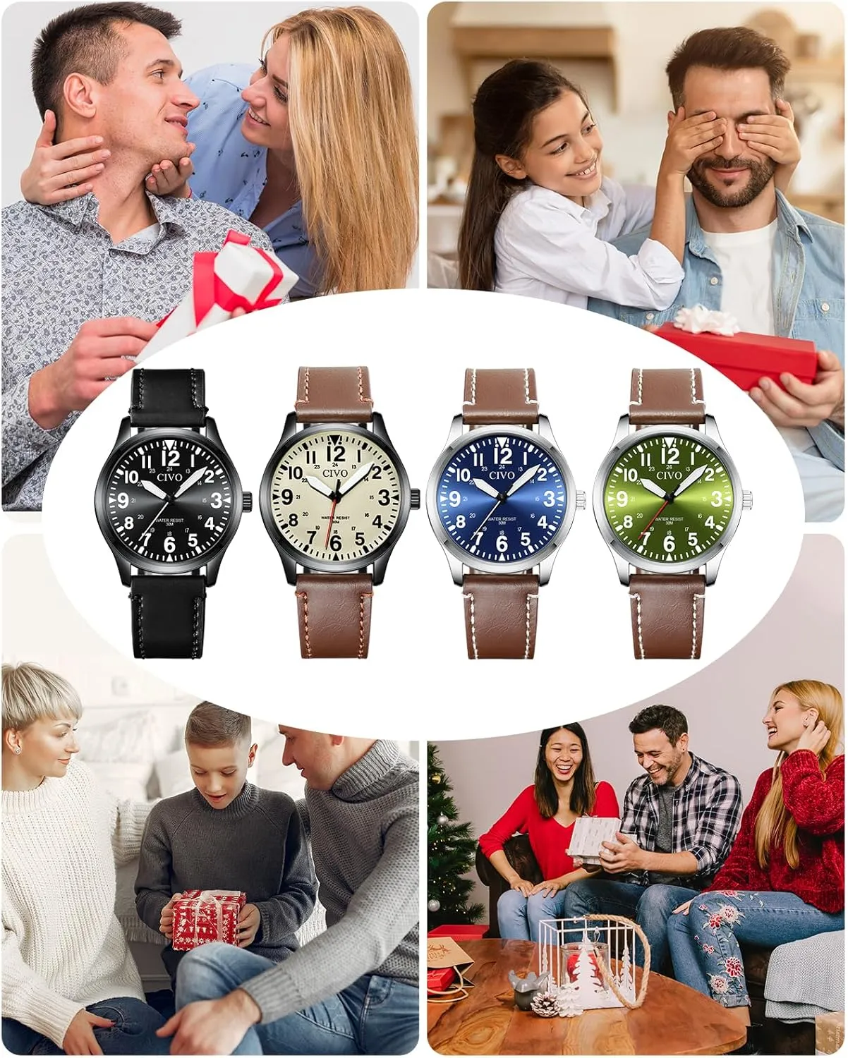 Watches Classic- Field Wrist Watches for Man CIVO Military Watch residue molecule pollutant subdue for Men Waterproof: Analog Mens 