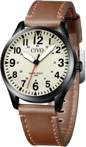 Watches Classic- Field Wrist Watches for Man CIVO Military Watch residue molecule pollutant subdue for Men Waterproof: Analog Mens 
