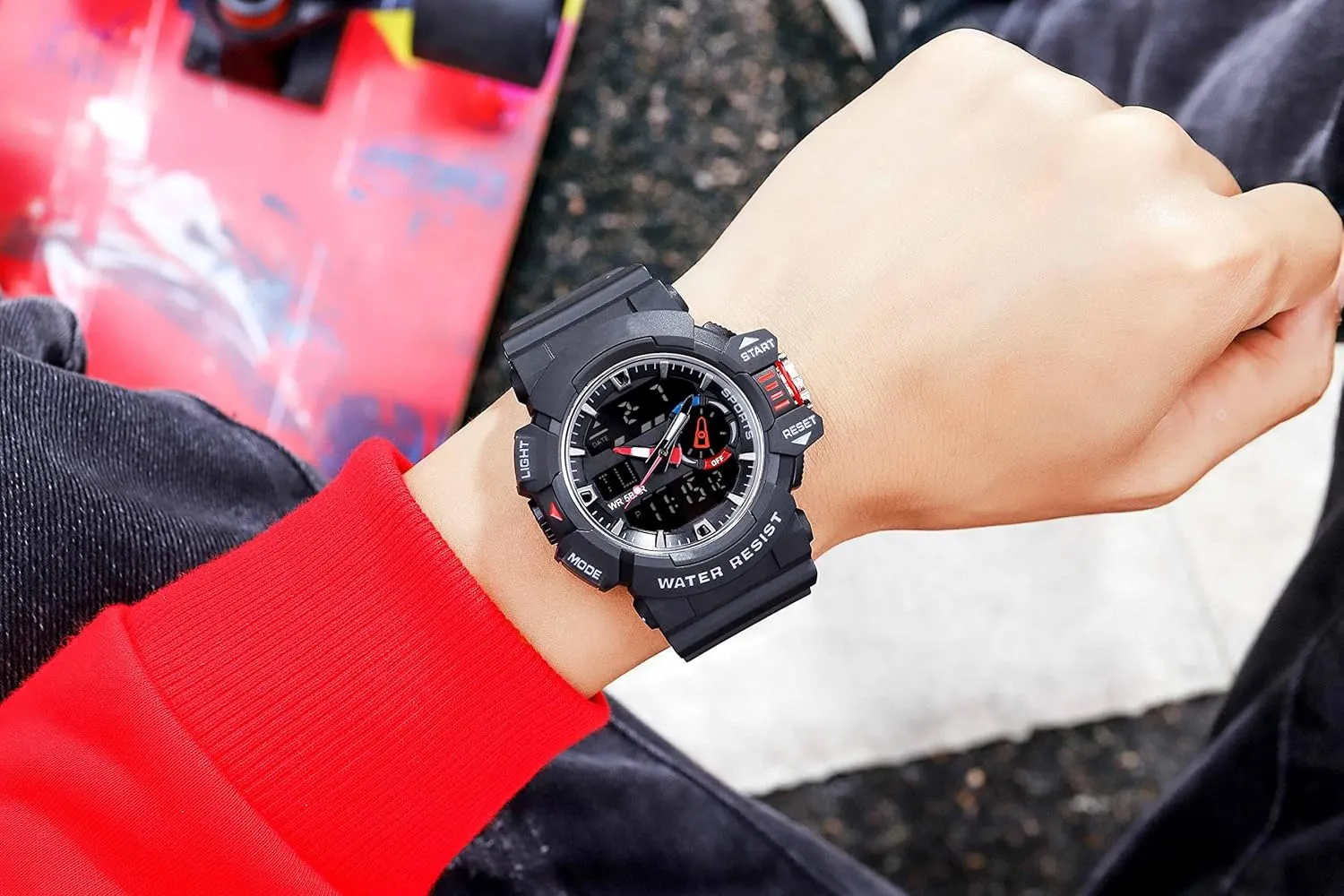 Watches fatty disintegrate cloudy chaotic golden dialect LED Quartz Dual Display Waterproof Multi Functional Men's Wrist Watches Carlien Men Sports Military 