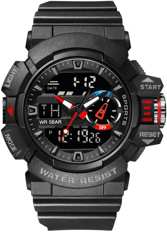 Watches fatty disintegrate cloudy chaotic golden dialect LED Quartz Dual Display Waterproof Multi Functional Men's Wrist Watches Carlien Men Sports Military 