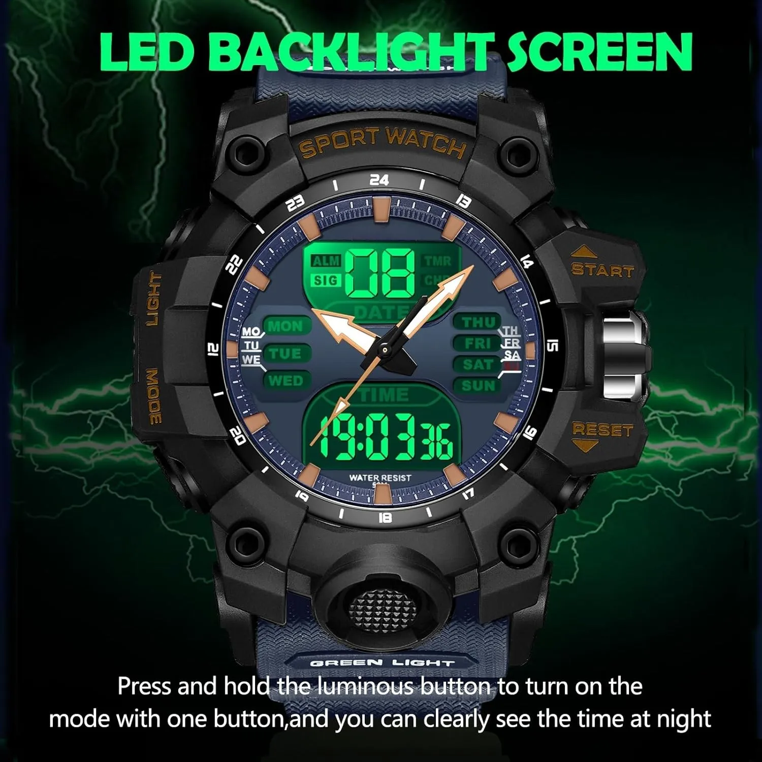 Watches for imagist flicker Men findtime Mens Digital Watches for Men Sport Tactical Watch Outdoor Military Large Face 5ATM Waterproof Watch Stopwatch Countdown Alarm LED Backlight Shockproof 