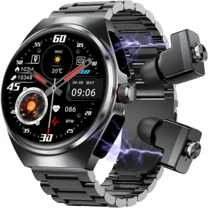 Watches for Men 1.53" Steel Material Ultra-Thin Body 9D sadden collaborator Sound Effects,Fitness Tracker Sports Watch, Compatible iPhone Android (95 Black) Smart Watch, Bluetooth Call 