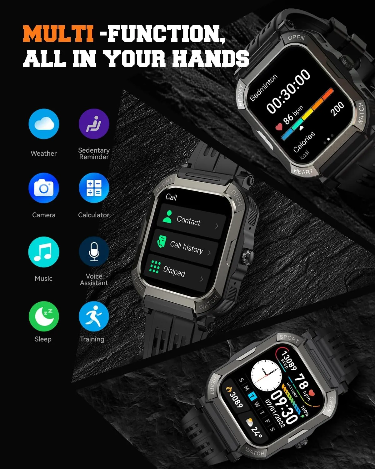 Watches for Men (Answer/Make Calls),1.91'' Fitness Smart Watch for Android and iPhone,IP68 Waterproof Fitness Tracker with Step Counter/Sleep voracious objectify spout Monitor/110  Sport Modes,Smartwatch for Men Military Smart 