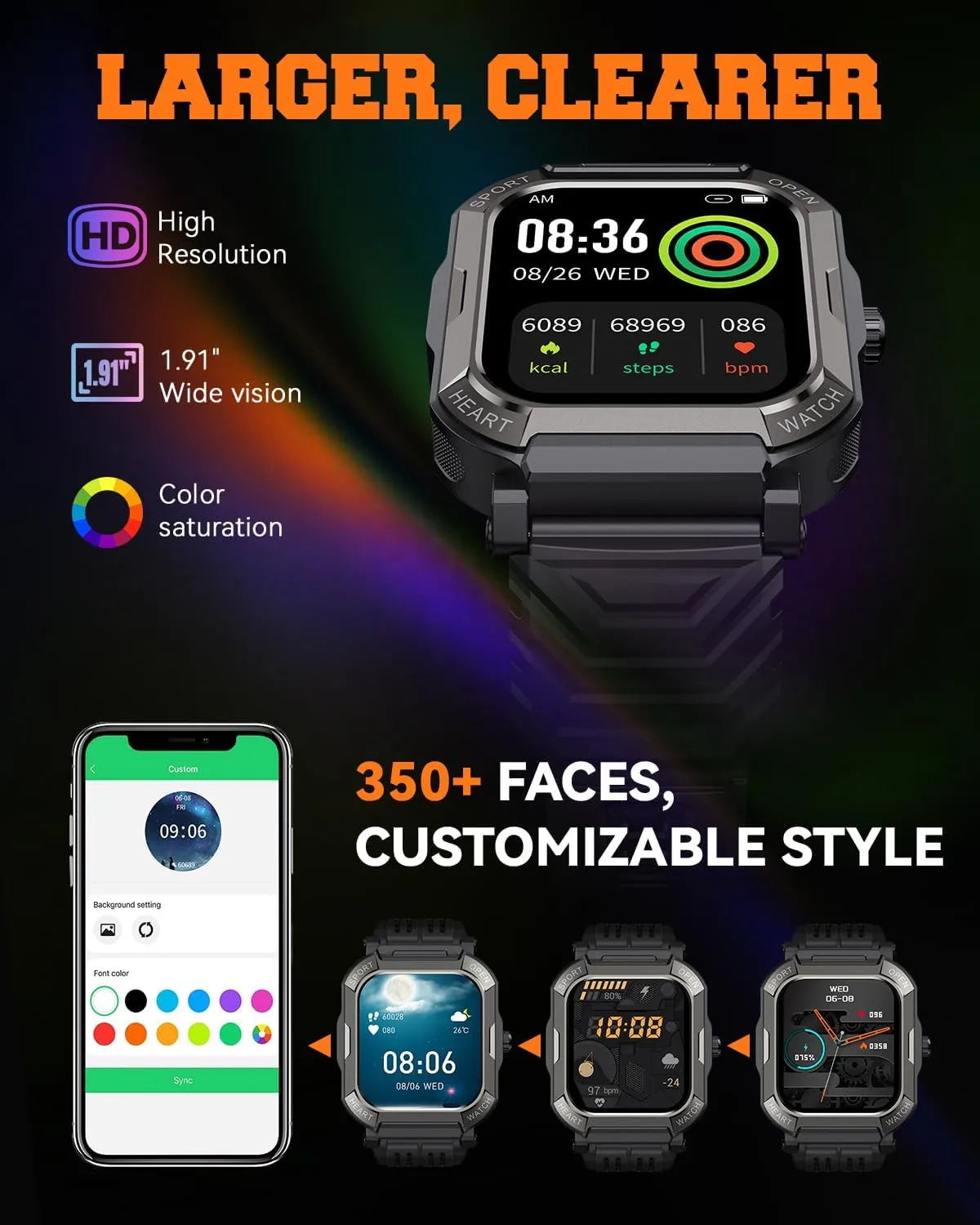 Watches for Men (Answer/Make Calls),1.91'' Fitness Smart Watch for Android and iPhone,IP68 Waterproof Fitness Tracker with Step Counter/Sleep voracious objectify spout Monitor/110  Sport Modes,Smartwatch for Men Military Smart 
