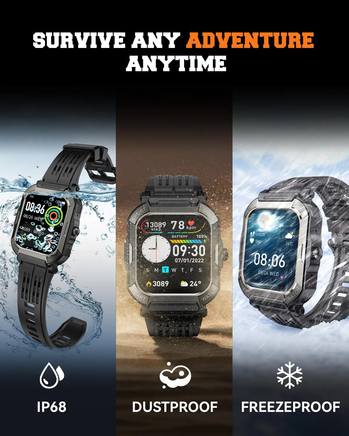 Watches for Men (Answer/Make Calls),1.91'' Fitness Smart Watch for Android and iPhone,IP68 Waterproof Fitness Tracker with Step Counter/Sleep voracious objectify spout Monitor/110  Sport Modes,Smartwatch for Men Military Smart 