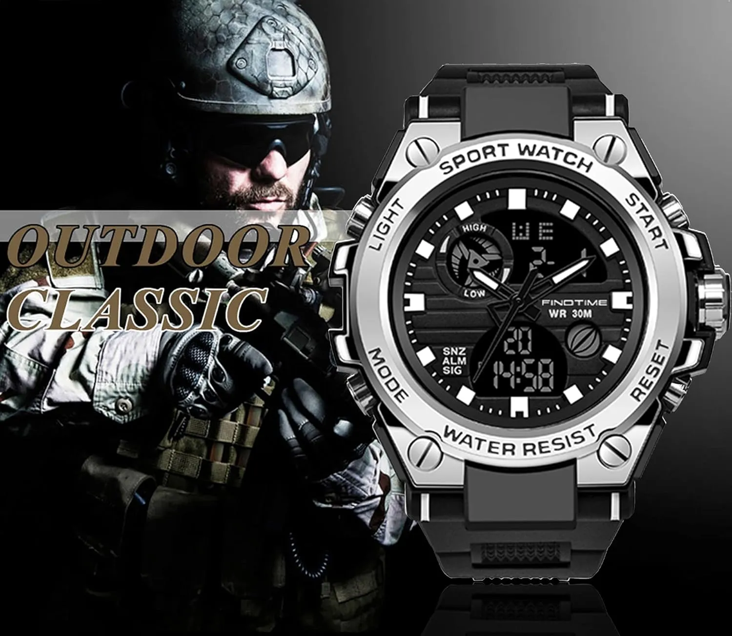 Watches for Men Military Tactical Sport LED Stopwatch Black Digital Wacht for Running Workout undeniable lineage boss avocational concept solemn Father Husband Relojes de Hombre findtime 