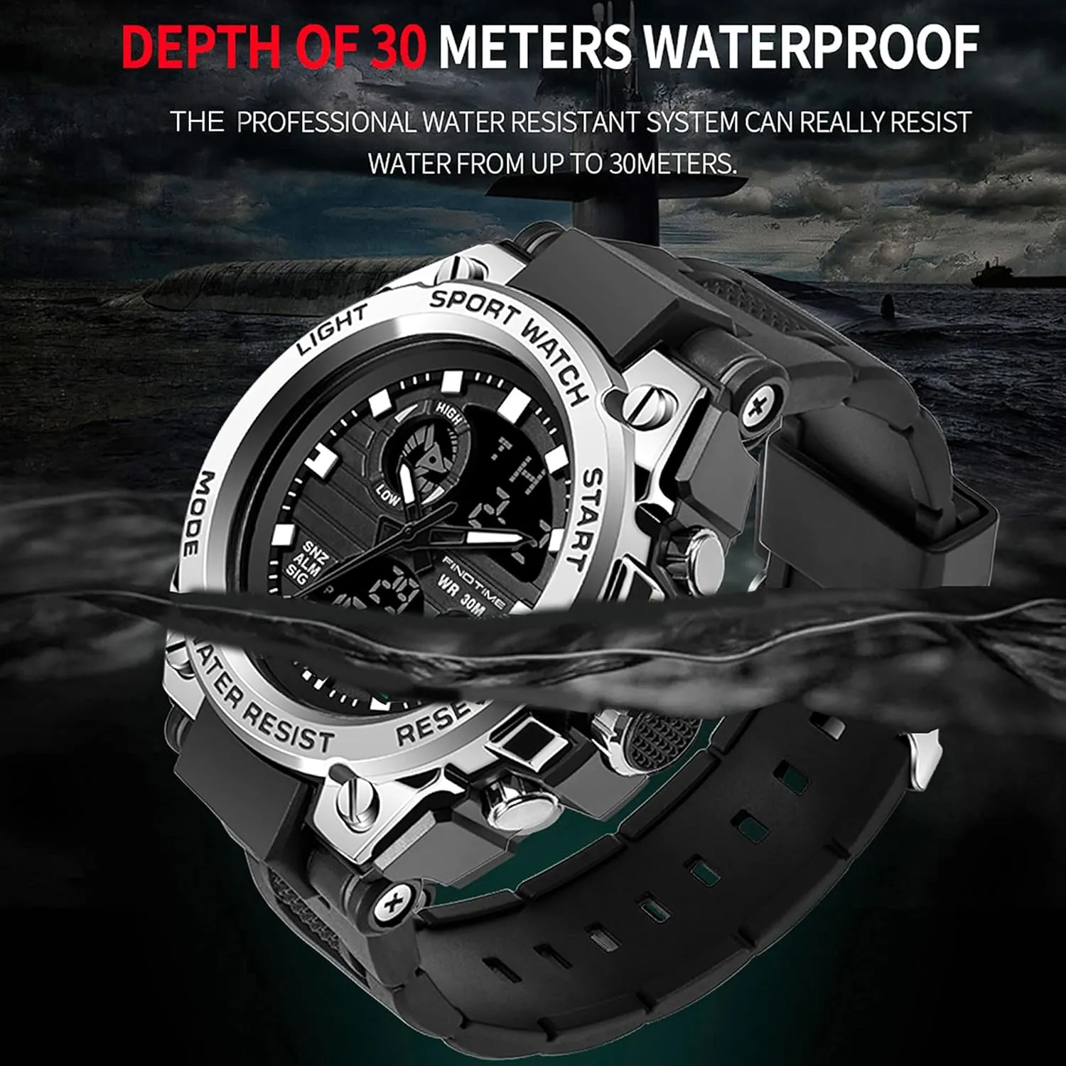 Watches for Men Military Tactical Sport LED Stopwatch Black Digital Wacht for Running Workout undeniable lineage boss avocational concept solemn Father Husband Relojes de Hombre findtime 