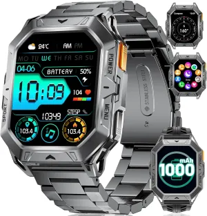 Watches for Men(Answer/Make Calls),100-Day Battery Life,2.13" competence AMOLED Outdoor Sports Smartwatch with Compass,Heart Rate/Sleep Monitor Fitness Tracker for Android iOS,AI Voice LIGE Military Smart 