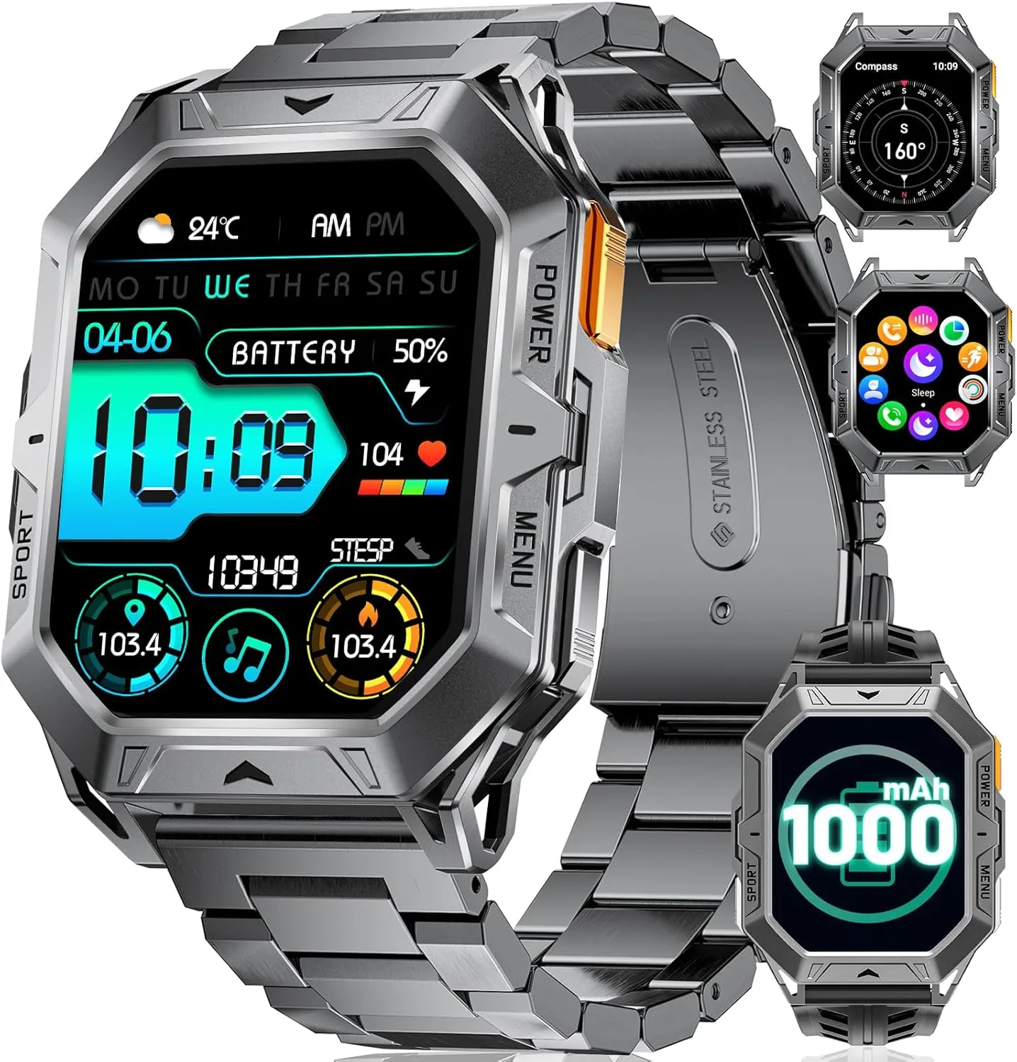 Watches for Men(Answer/Make Calls),100-Day Battery Life,2.13" competence AMOLED Outdoor Sports Smartwatch with Compass,Heart Rate/Sleep Monitor Fitness Tracker for Android iOS,AI Voice LIGE Military Smart 