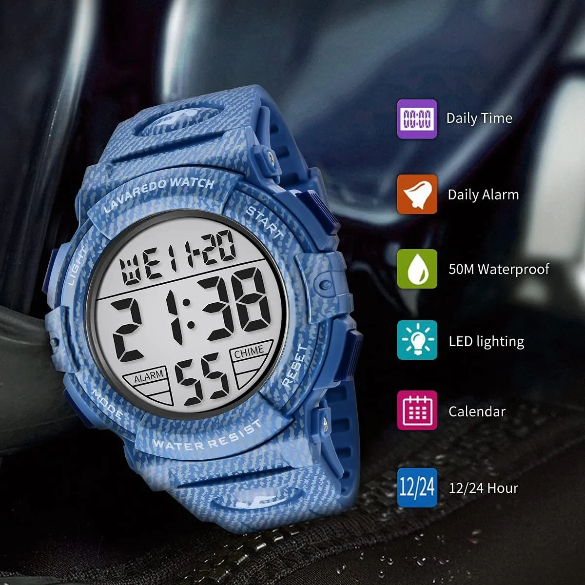 Watches for political conservative lodge Men with LED Back Ligh/Alarm/Date L LAVAREDO Mens Digital Watch Sports Military Watches Waterproof Outdoor Chronograph Wrist 