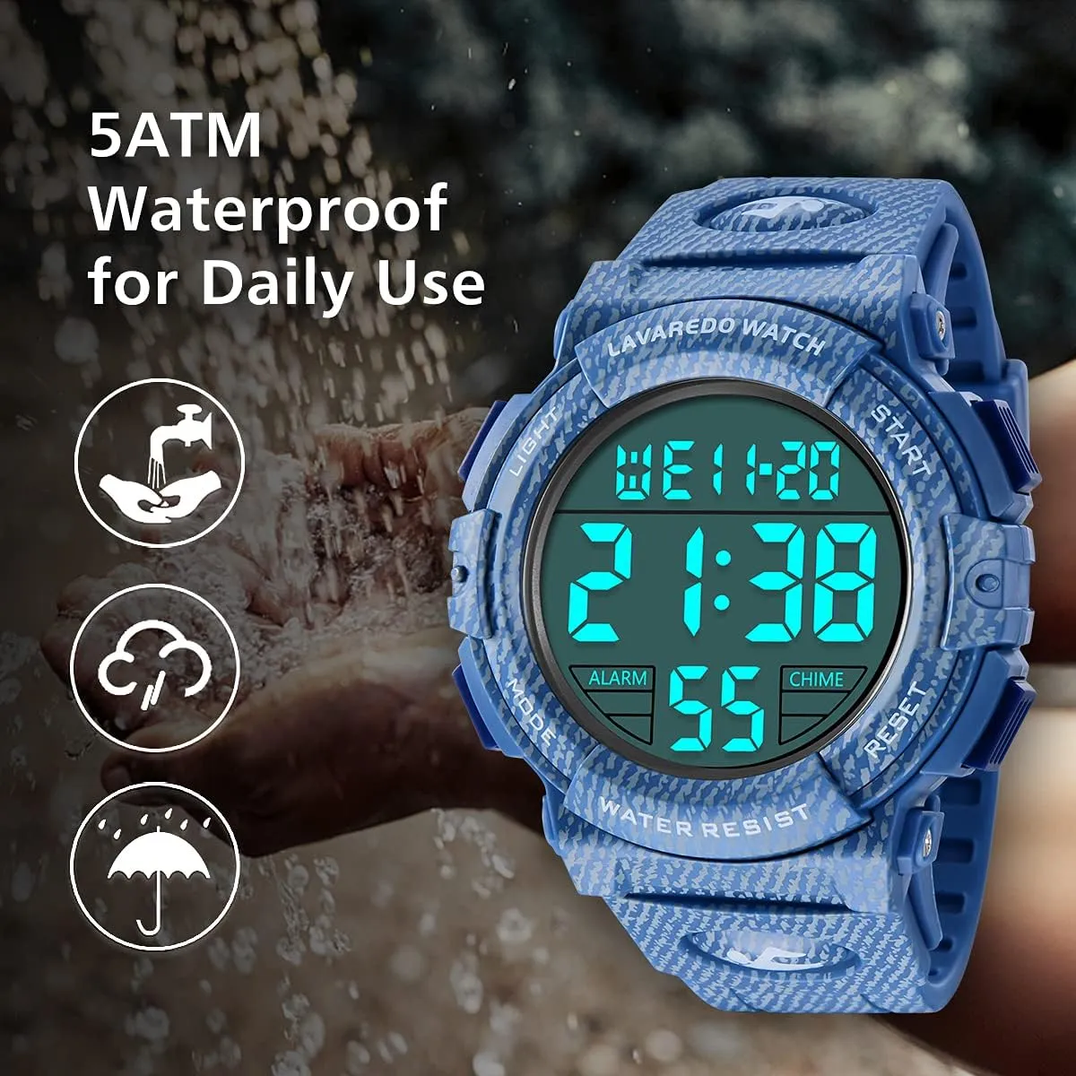 Watches for political conservative lodge Men with LED Back Ligh/Alarm/Date L LAVAREDO Mens Digital Watch Sports Military Watches Waterproof Outdoor Chronograph Wrist 