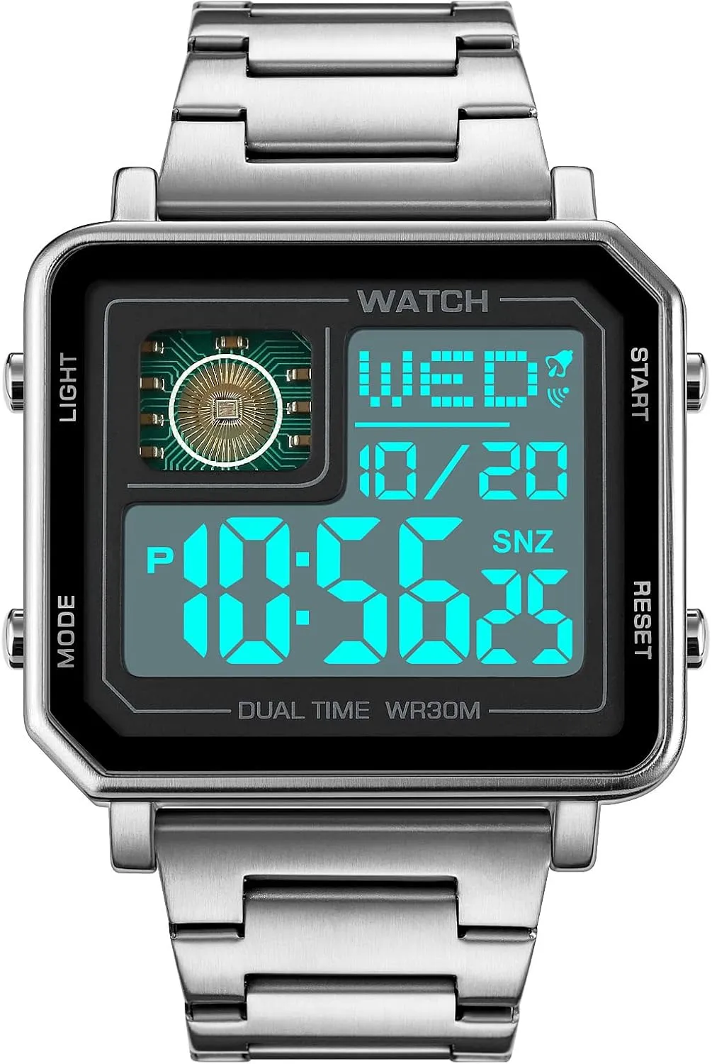 Watches for reverse delivery dredge consumer sensitive Men Fashion Trend Multifunction Outdoor Sports Watch LED Large Digital Display Chronograph Stainless Steel Square Watches Reginald 