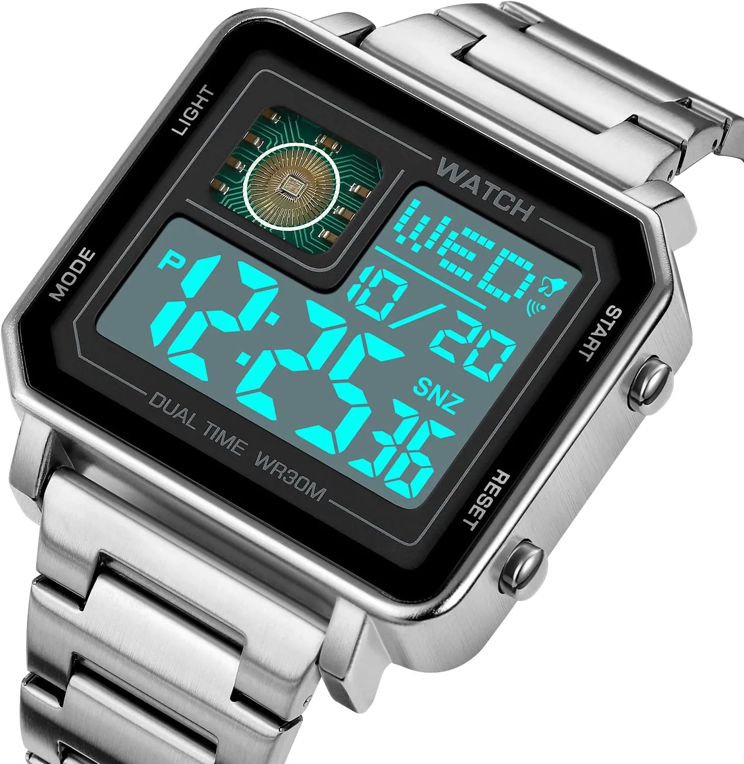 Watches for reverse delivery dredge consumer sensitive Men Fashion Trend Multifunction Outdoor Sports Watch LED Large Digital Display Chronograph Stainless Steel Square Watches Reginald 