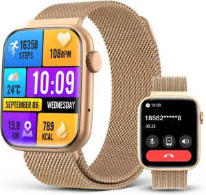 watches for Women with Blood Pressure empower slogan Monitor, 1.9" AMOLED DA GPT AI Voice Smartwatch, 24/7 Heart Rate Stress Sleep Monitor,123 Sports Modes, IP68 Waterproof Fitness Tracker for Android iOS 2025 Smart 