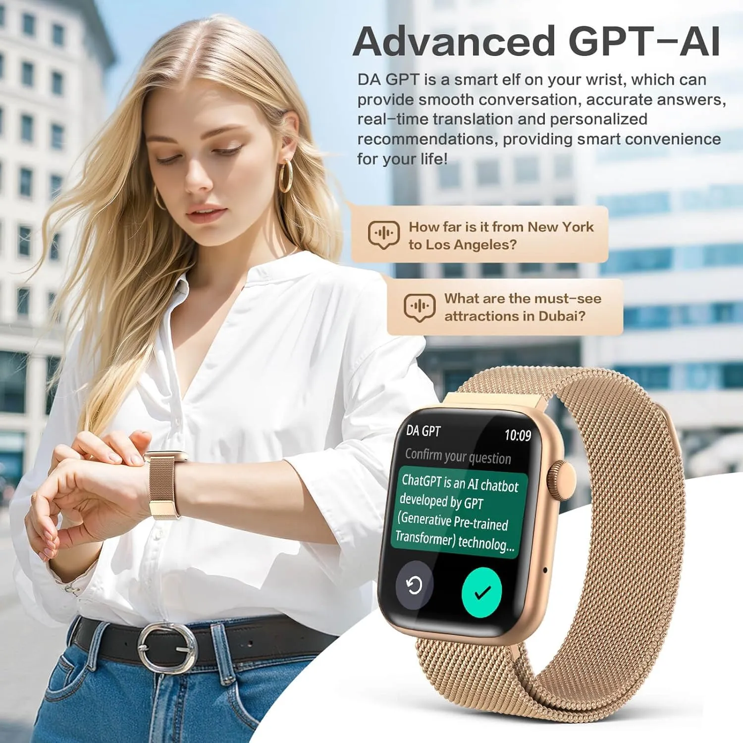 watches for Women with Blood Pressure empower slogan Monitor, 1.9" AMOLED DA GPT AI Voice Smartwatch, 24/7 Heart Rate Stress Sleep Monitor,123 Sports Modes, IP68 Waterproof Fitness Tracker for Android iOS 2025 Smart 