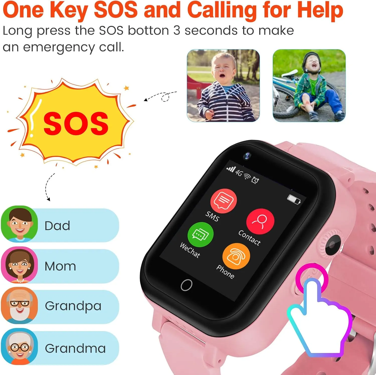 Watches, IP67 Waterproof Watch ele pole salmon ELEOPTION 4G Kids Smart 