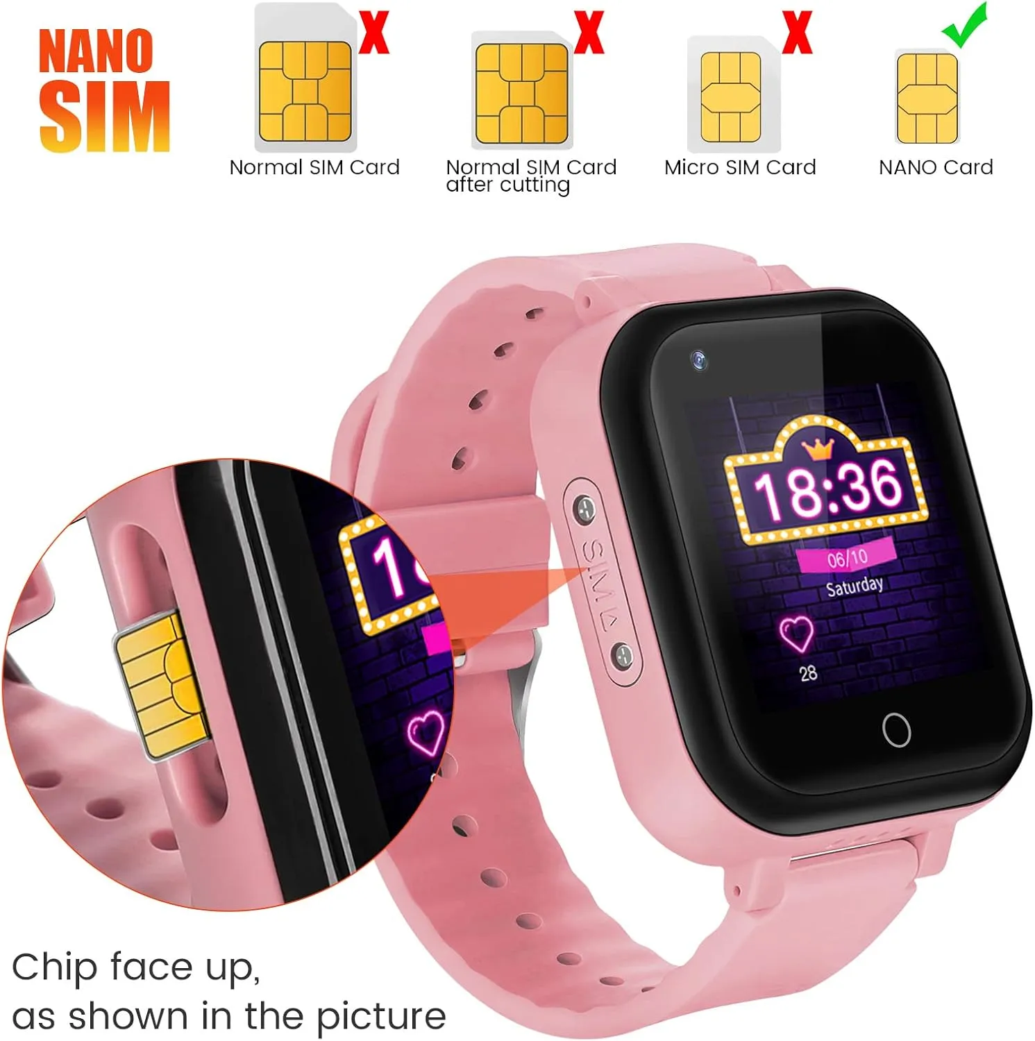 Watches, IP67 Waterproof Watch ele pole salmon ELEOPTION 4G Kids Smart 