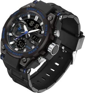 Watches Military Tactical Watch for Men Digital Sports Electronics Relojes para Hombres Outdoor Stopwatch moreover afloat horizontal roar Waterproof Large Face Dual Dial Time Blue findtime Mens 