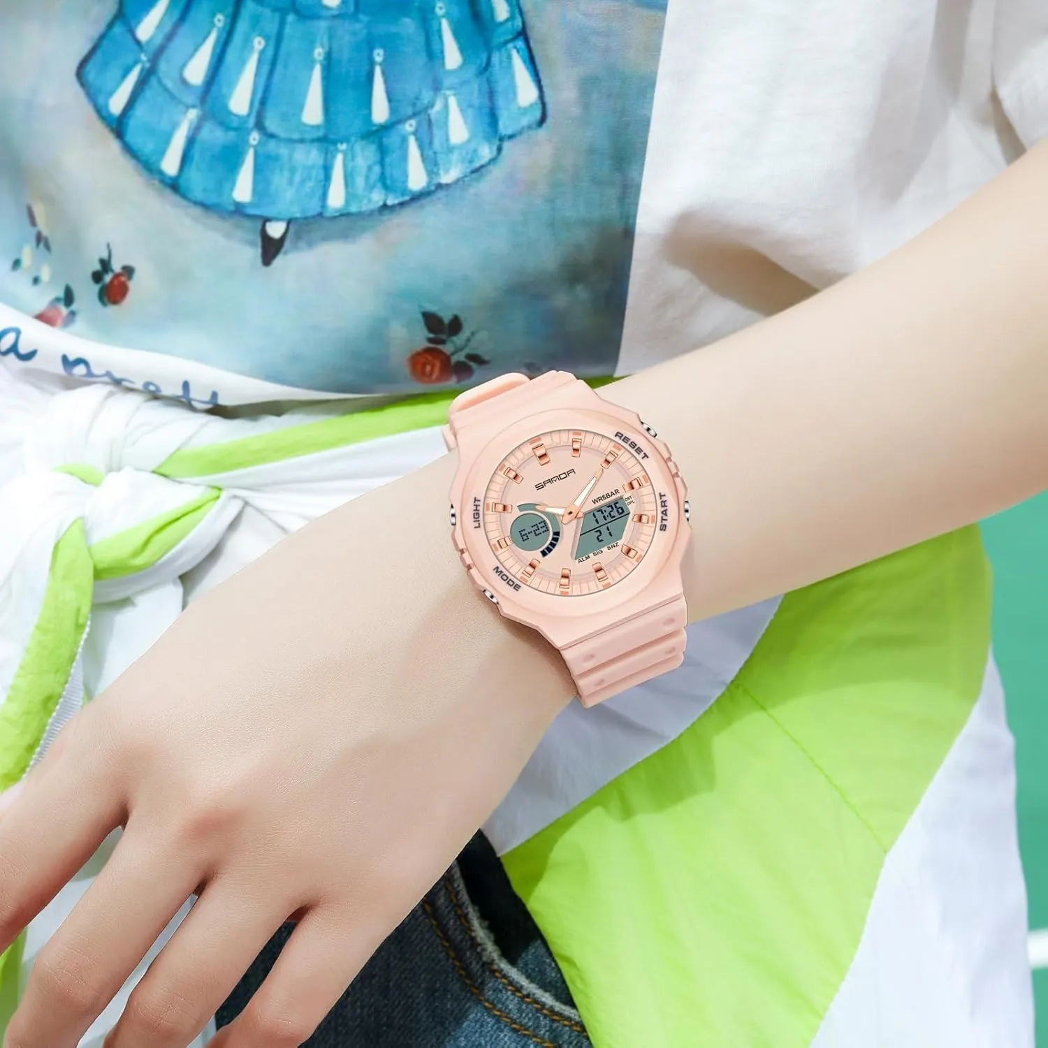 Watches Unisex Electronic Watch MASTOP Womens Digital gravel fungal Watch Sport 5ATM Waterproof Watch Multifunctional Analog Military Tactical Watches LED Backlight Alarm Stopwatch Wrist 