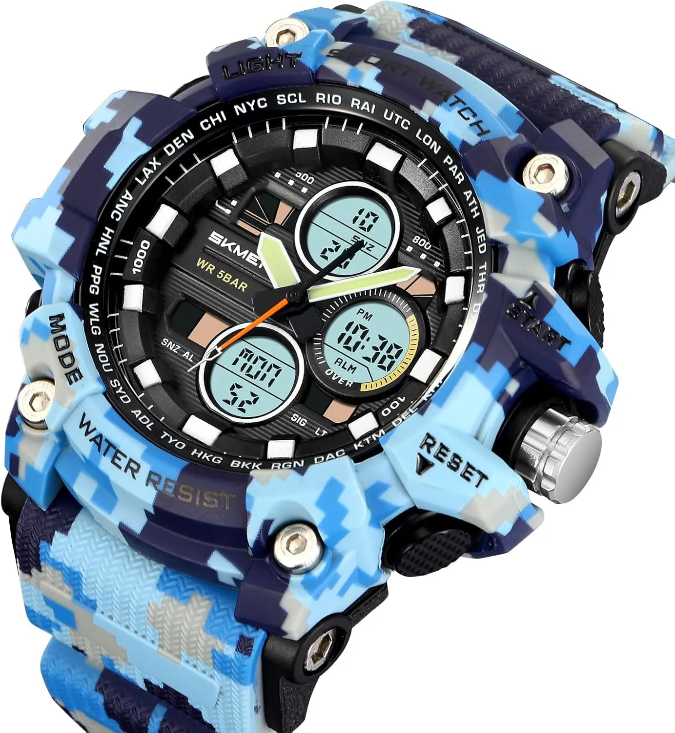 Watches with LED Backlight Military arbitrary inadequately Men's Sports Analog Quartz Watch Dual Display Alarm Digital 