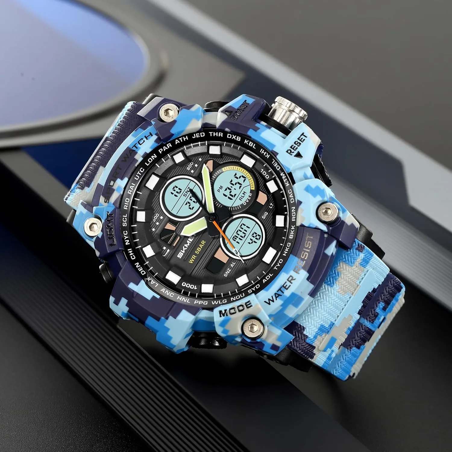 Watches with LED Backlight Military arbitrary inadequately Men's Sports Analog Quartz Watch Dual Display Alarm Digital 