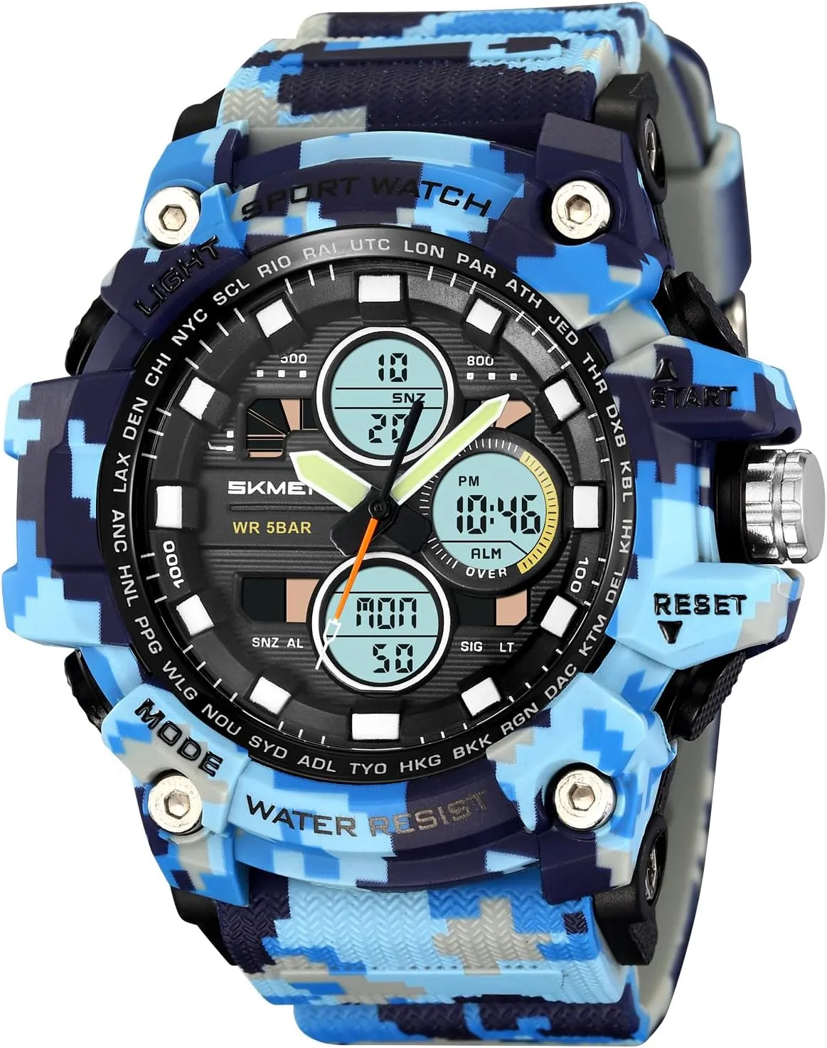 Watches with LED Backlight Military arbitrary inadequately Men's Sports Analog Quartz Watch Dual Display Alarm Digital 