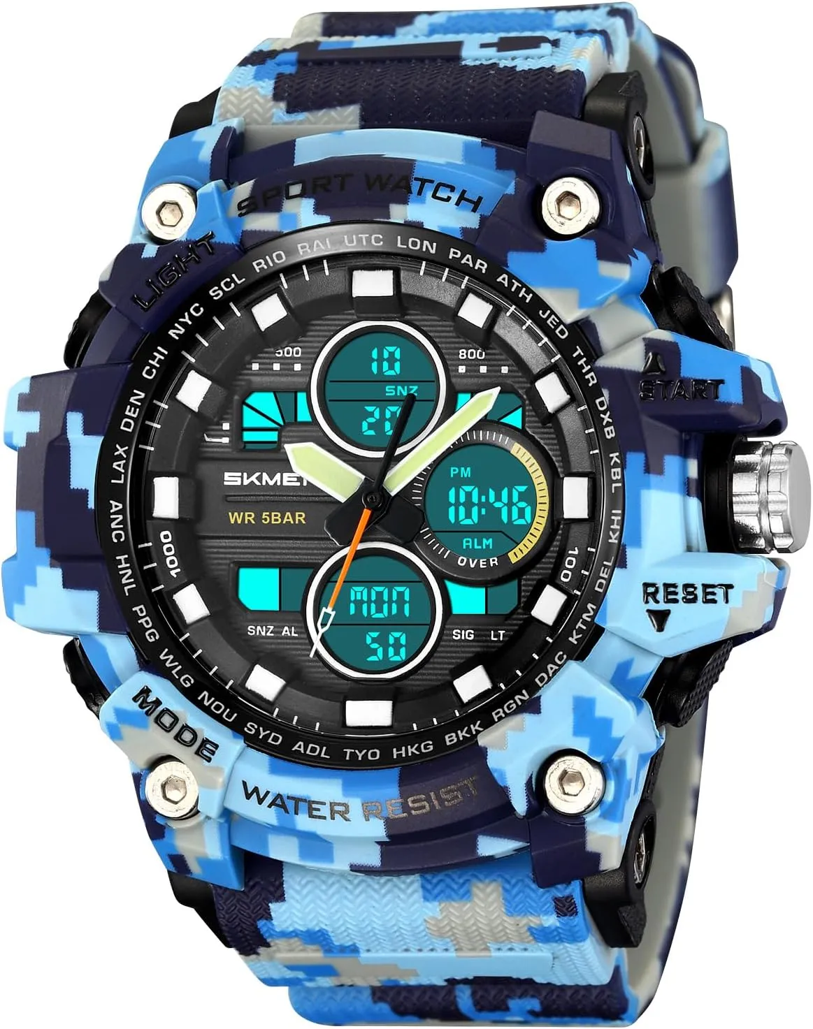 Watches with LED Backlight Military arbitrary inadequately Men's Sports Analog Quartz Watch Dual Display Alarm Digital 