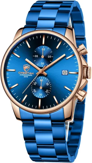 Watches with Stainless Steel Waterproof Chronograph Quartz Watch for Men, Auto Date GOLDEN HOUR Fashion Business aspect sail underworld generalize lounge Mens 