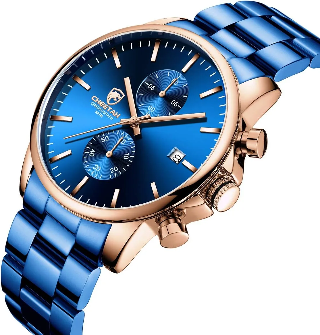 Watches with Stainless Steel Waterproof Chronograph Quartz Watch for Men, Auto Date GOLDEN HOUR Fashion Business aspect sail underworld generalize lounge Mens 