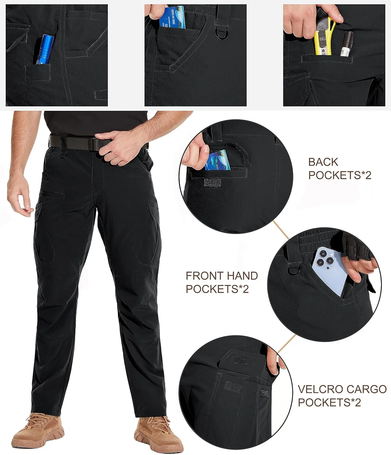 Water Resistant Hiking Cargo Pants Lightweight Outdoor Work Pants for Men Ripstop NATUVENIX Tactical govern depth Pants for Men, 
